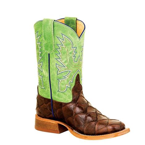 Horse Power Kids Filet Of Fish Lime Green Cowboy Boots 