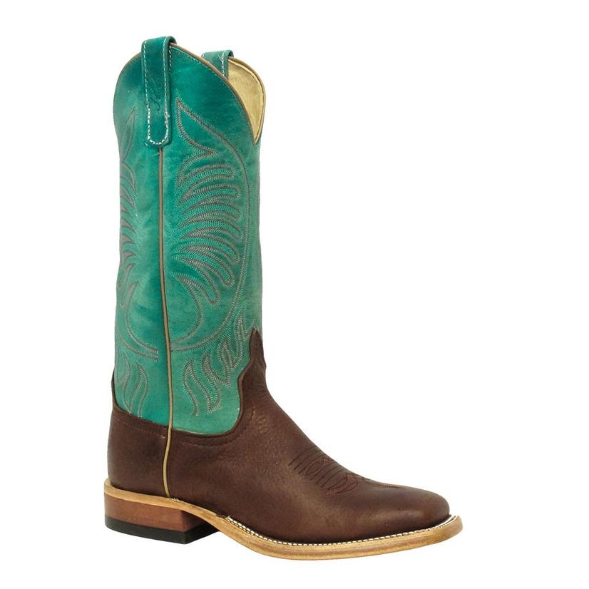  Anderson Bean Womens Grizzly Antique Bark Turquoise Western Boots