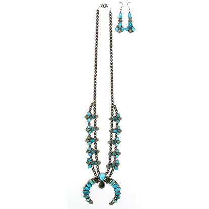 STT Small Turquoise Squash Blossom Necklace
