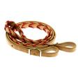 STT Leather Roping Rein w/Colored Lacing RED