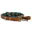 STT Leather Roping Rein w/Colored Lacing TURQUOISE