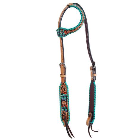 Rafter T Ranch Painted Cactus Single Ear Headstall