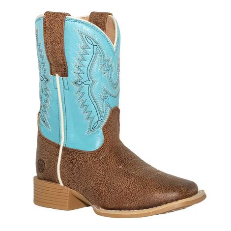 Ariat Bristo Tan Tilt Bustin Blue Kid and Youth Boot