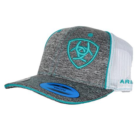 Ariat Youth Heather Grey with Turquoise Logo Cap 