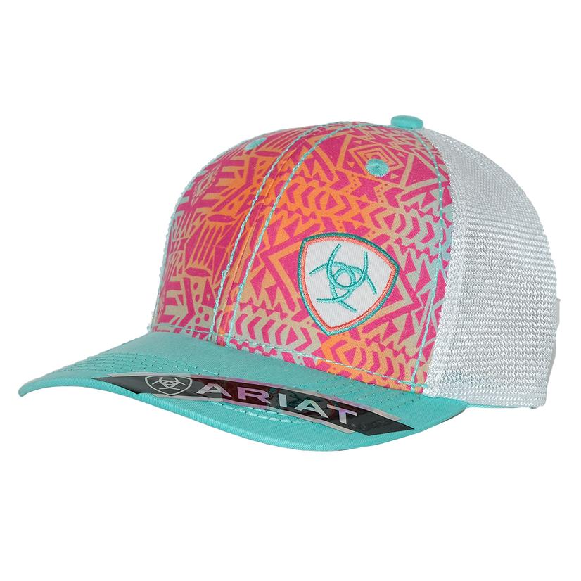 Ariat Pink Turquoise Multicolor Tribal Mesh Back Cap