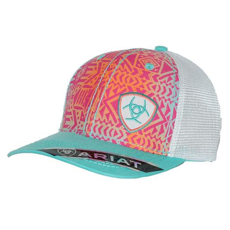 Ariat Pink Turquoise Multicolor Tribal Mesh Back Cap