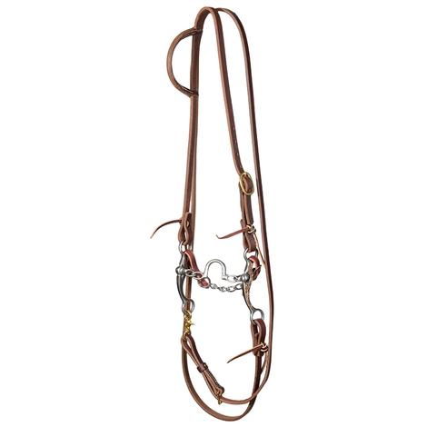 STT Slide Ear Roping Rein Bridle Set with Stockman 6inch Copper Shank Ported Chain Correction Bit