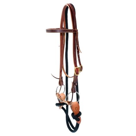 STT Yacht Rope Training Bridle with Copper Mouth Partial Twisted Ring Snaffle