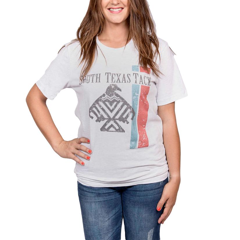  Stt Womens Grey Eagle With Stripes White Tee