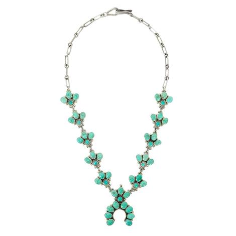 Turquoise Baby Squash Blossom Necklace
