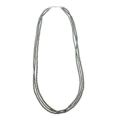 Navajo Pearl Three Strand Necklace - 4mm, 5mm, 6mm x 38inch