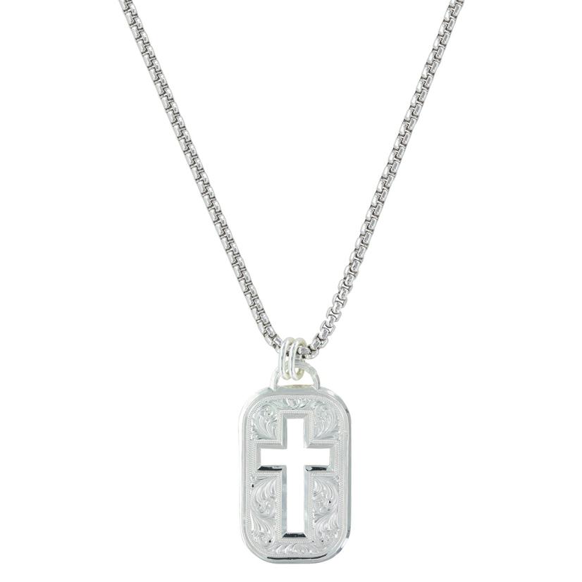  Montana Silversmith Silver Floral Etched Cross Cut Tag 20 