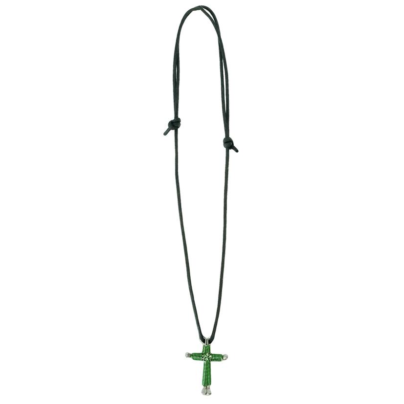  Green Wire Wrapped Nail Cross Necklace