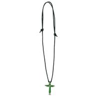Green Wire Wrapped Nail Cross Necklace