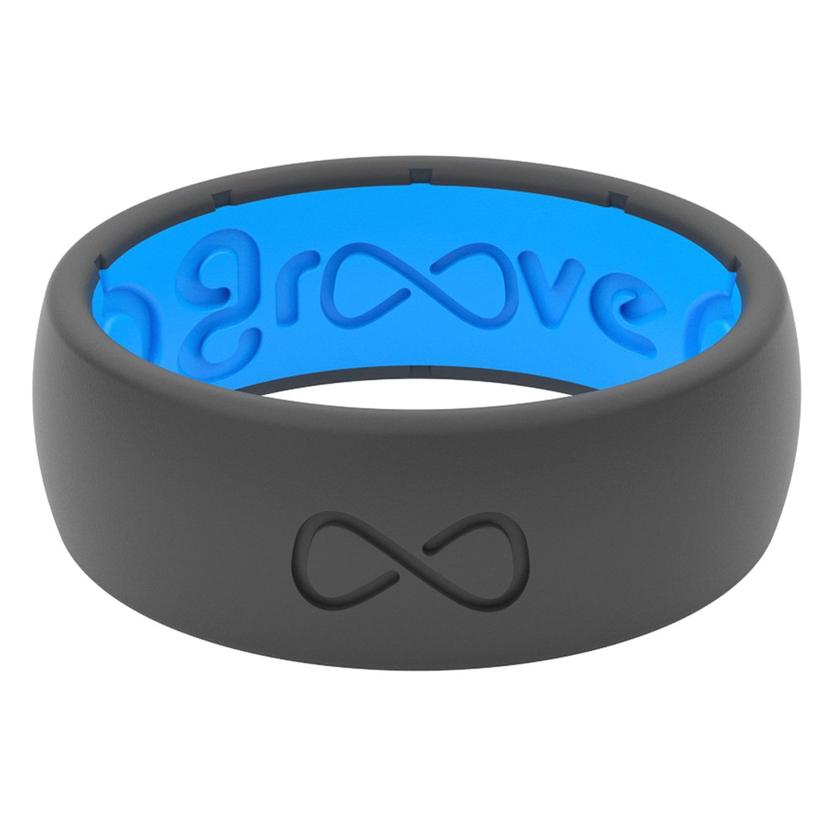  Groove Life Original Solid Silicone Men's Ring - Deep Stone Grey And Blue