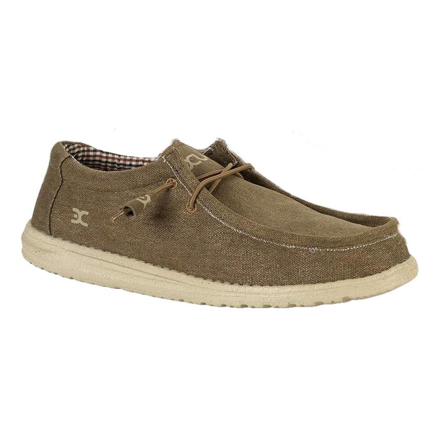  Hey Dude Wally Nut Canvas Lace Up Men's Shoes