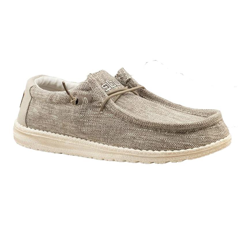 Hey Dude Wally Woven Beige Lace Up Men's Shoes