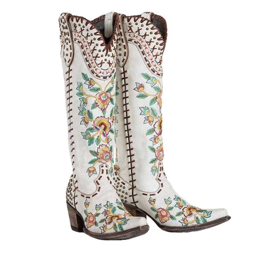  Double D Ranch Almost Famous Floral Ivory Tall Top Women's Boots