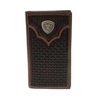 Ariat Basketweave Tooled Dark Brown Leather Bifold Wallet