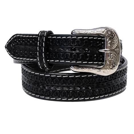 Twisted X Black Leather Belt with Silver Buckle