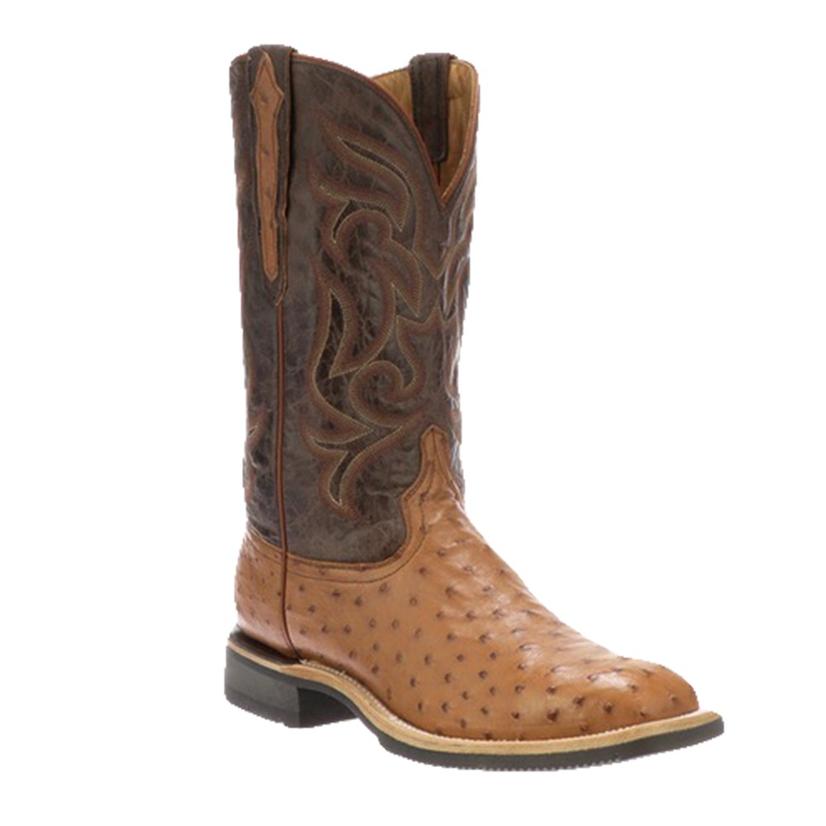  Lucchese Rowdy Barnwood Full Quill Brown And Tan Ostrich Barnboot