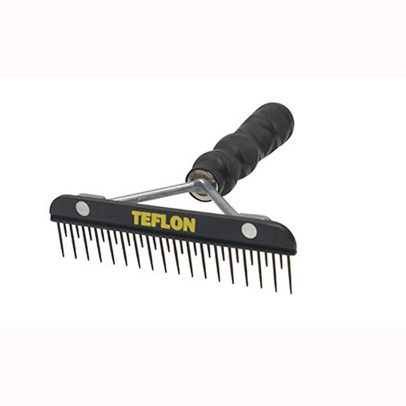  6 Inch Teflon Fluffer Comb With Texturized Wood Handle