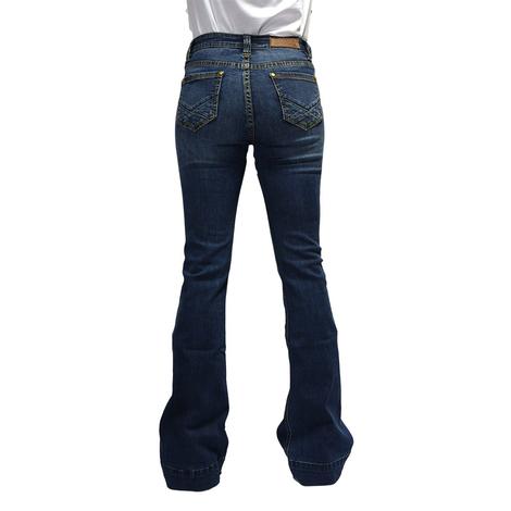 Rock and Roll Cowgirl High Rise Flare Medium Wash Women's Jeans