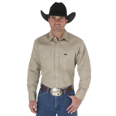 Wrangler Khaki Long Sleeve Snap Men's Shirt