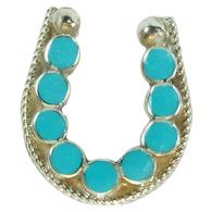Turquoise Stone Sterling Silver Horseshoe Pin