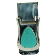 Sterling Silver and Teardrop Turquoise Money Clip