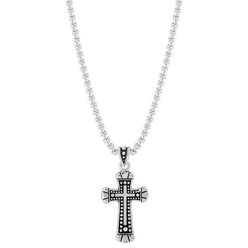  Monatana Silversmith Silver Cross Necklace With Geo Design