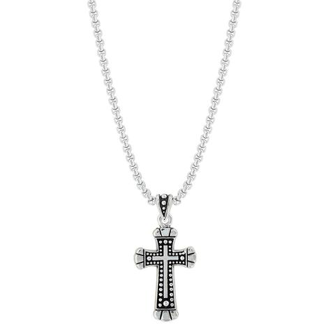 Monatana Silversmith Silver Cross Necklace with Geo Design