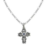 Montana Silversmith Fancy Silver Cross Necklace with Blue Center