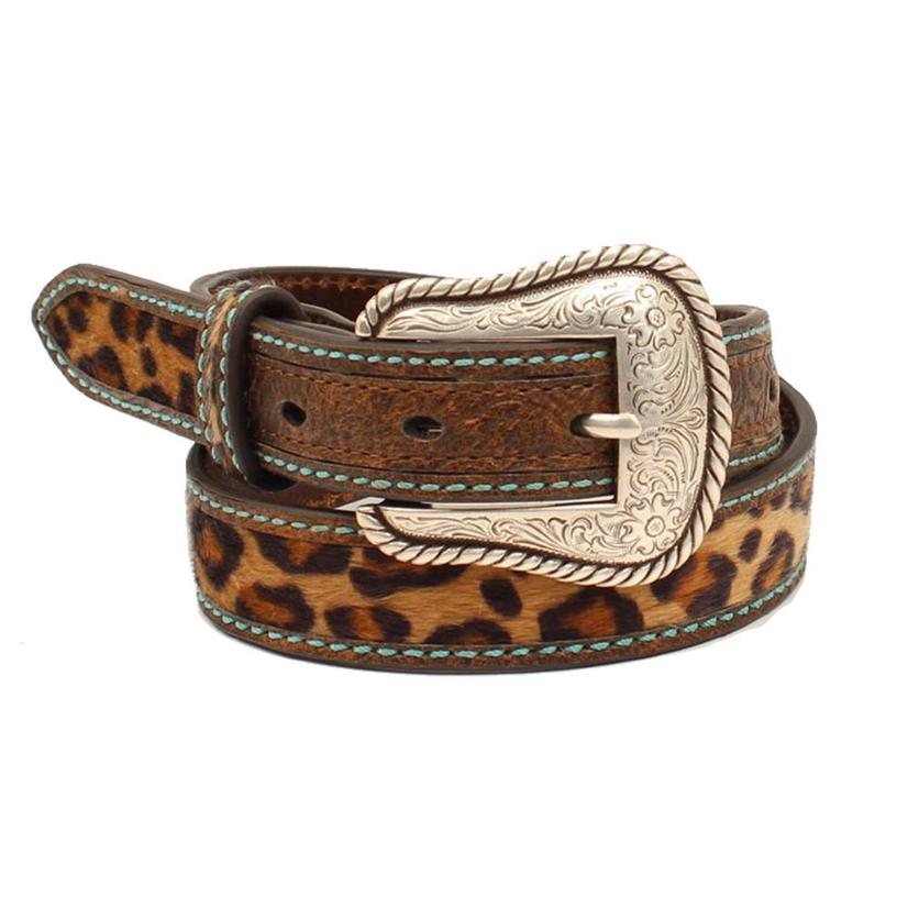  Ariat Brown Leopard Girl's Belt With Silver Buckle