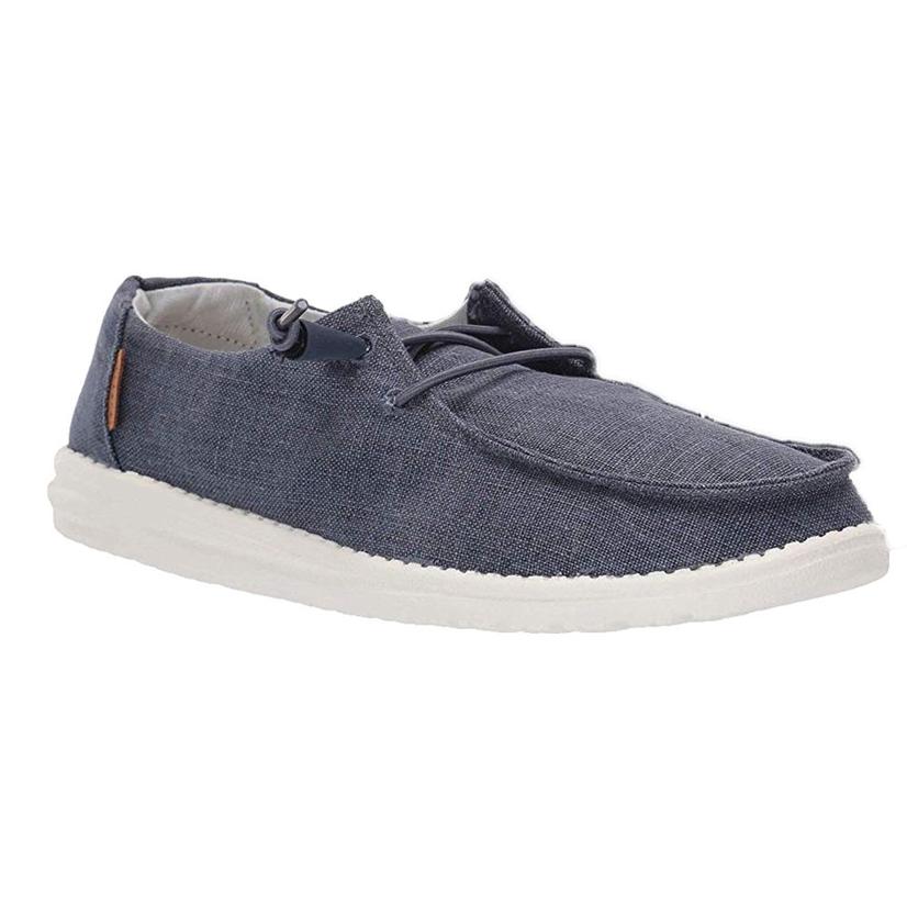  Hey Dude Wendy Chambray Navy White Women's Shoes