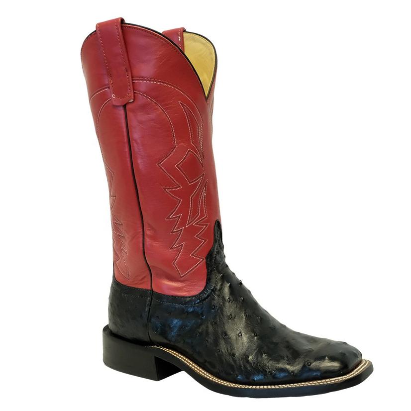 red ostrich boots