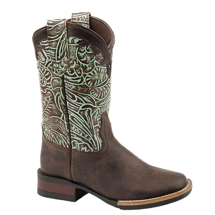  Roper Brown Leather Turquoise Embossed Kid Boots