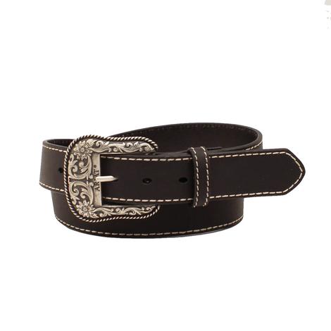 Ariat Black Solid Leather Women's Belt with Silver Buckle