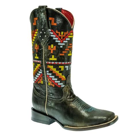 Ferrini Black Aztec Embroidered Women's Boots