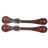 Professional Choice Chocolate Natural Floral Tooled Guthrie Straight Spur Straps