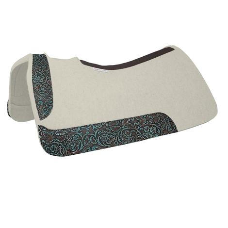 5 Star Barrel Racer Contoured Pad with Turquoise Brown Cowboy Tool 30 x 28 x 7/8