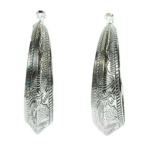Silver Engraved Hoop Earrings