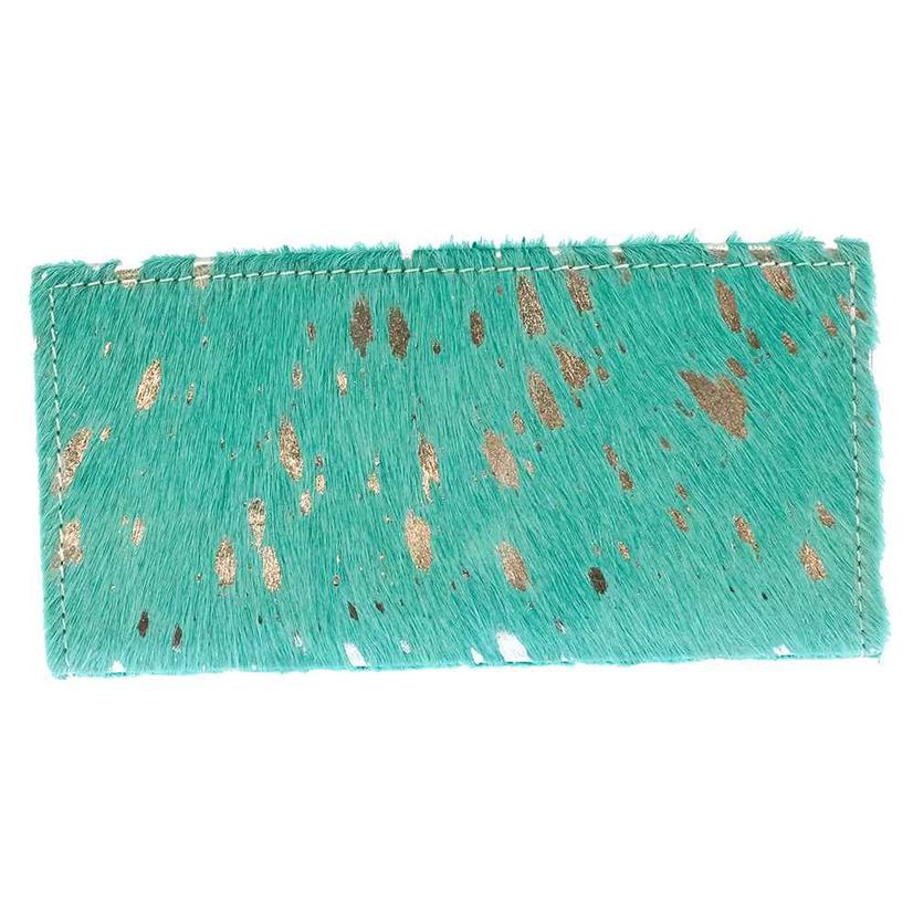  Turquoise Acid Washed Cowhide Wallet