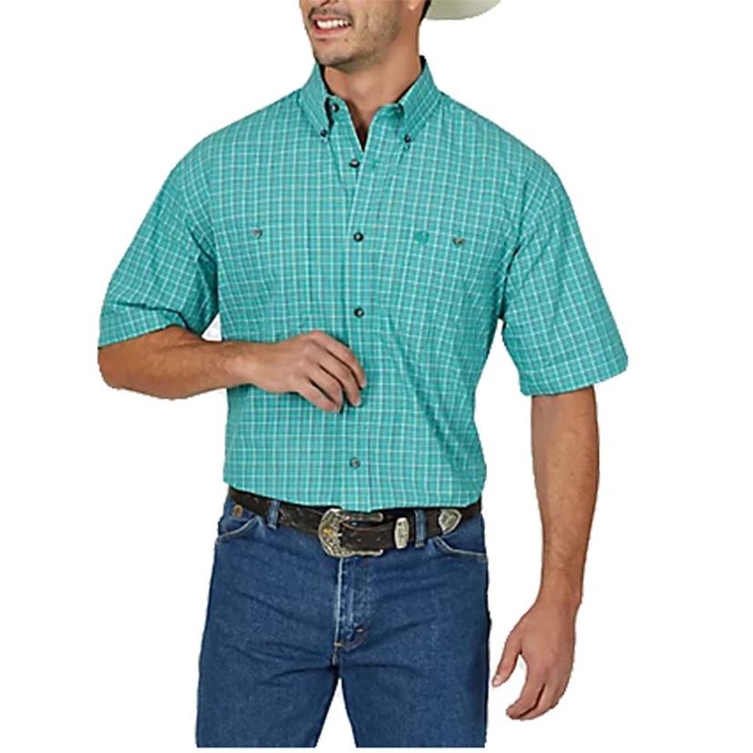 Wrangler George Strait Emerald Plaid Short Sleeve Shirt