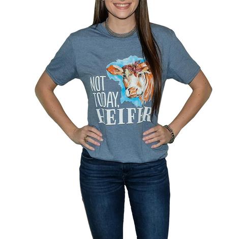 Southern Couture Heather Indigo Not Today Heifer Tee