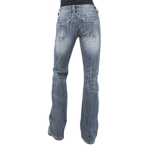 Stetson Medium Wash Trouser with Zig Zag Pockets Women's Jeans