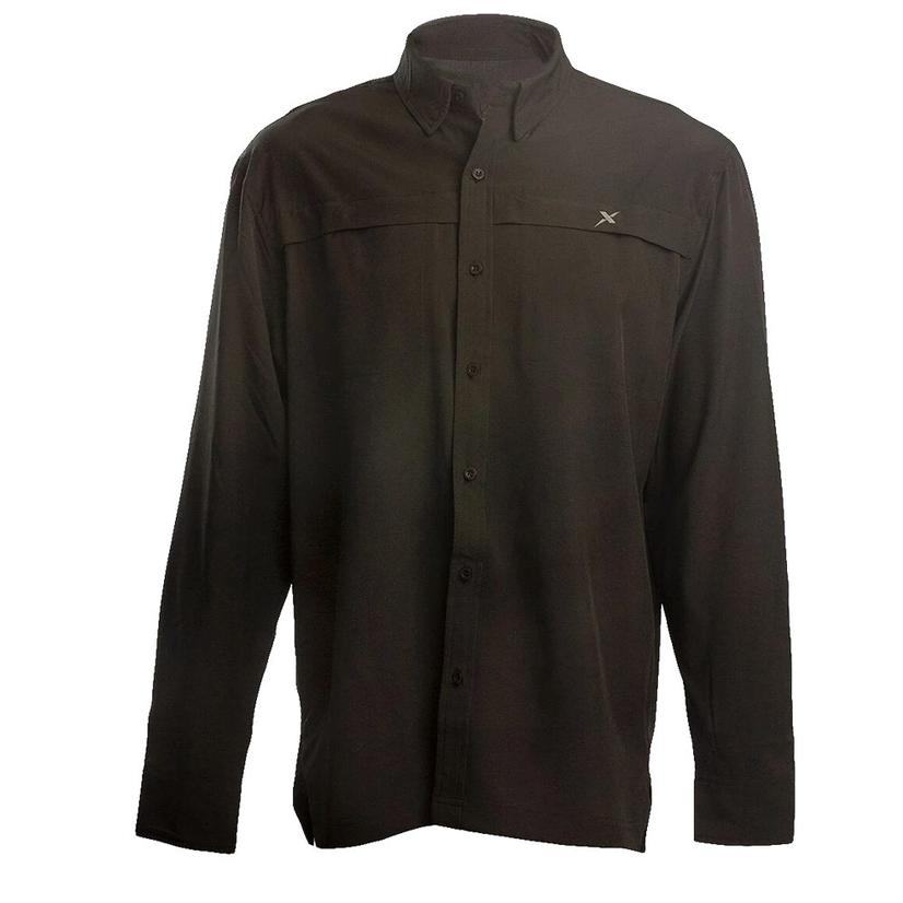  Xotic Black Hybrid Long Sleeve Button Down Men's Fishing Shirt