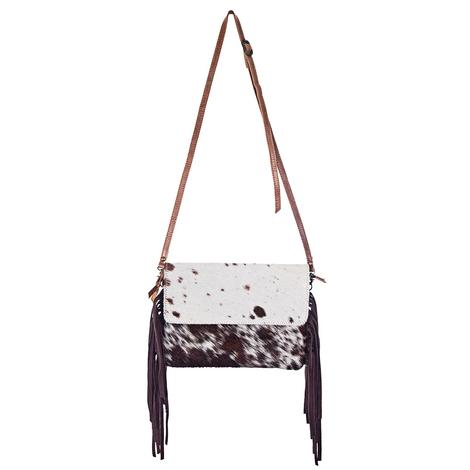 American Darling Bags Brown and White Hide with Fringe Crossbody