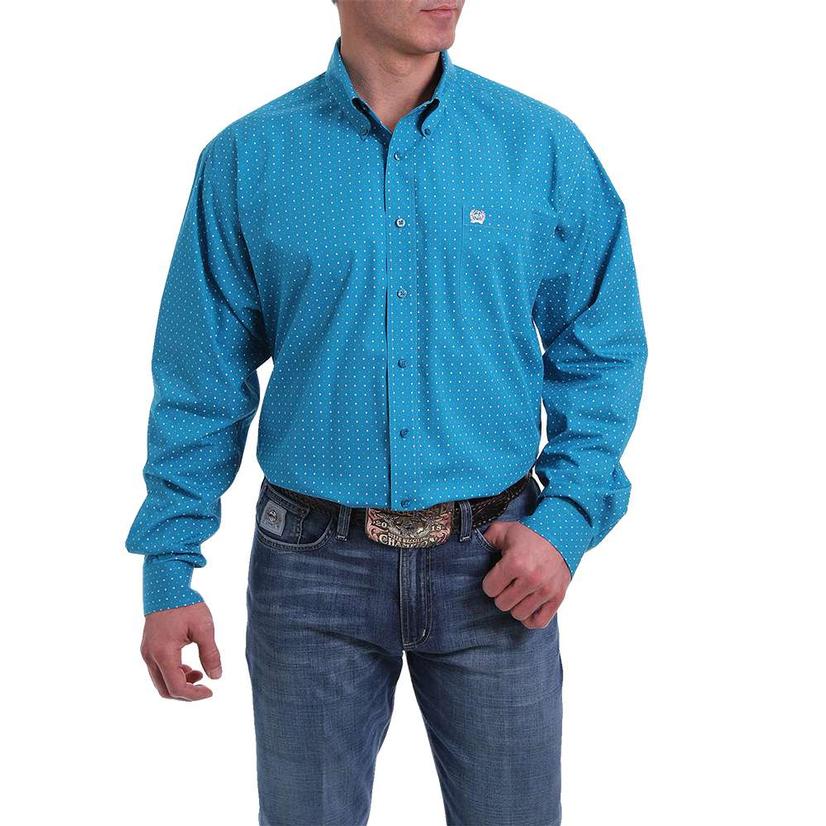 Turquoise Print Long Sleeve Men's Shirt by Cinch