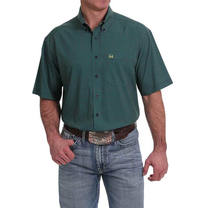 Cinch ArenaFlex Dark Green Navy Mens Short Sleeve Shirt